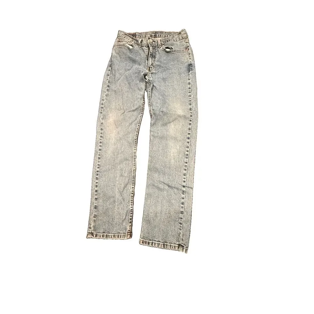 Levis 514 Mens 31x32 Light Wash Blue Denim Jeans Straight Fit Red Tab